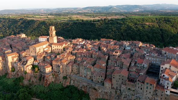 Aerial view of the medieval town of Pitigliano in Tuscany, Italy