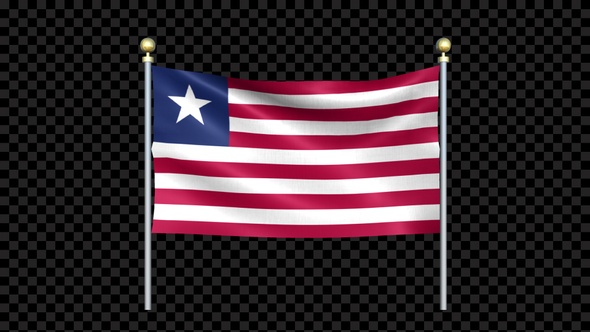 Liberia Flag Waving In Double Pole Looped