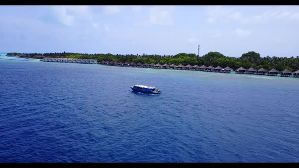 Aerial top down sky of exotic sea view beach journey by blue sea and white sand background of a dayo