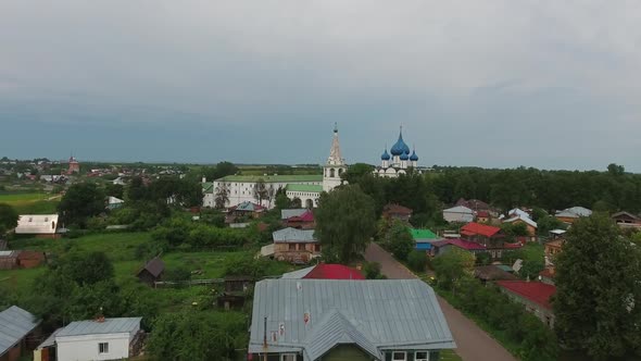 Aerial View on Kremlin and Churches in Suzdal