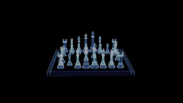 Hologram of a Rotating Chessboard with Figures