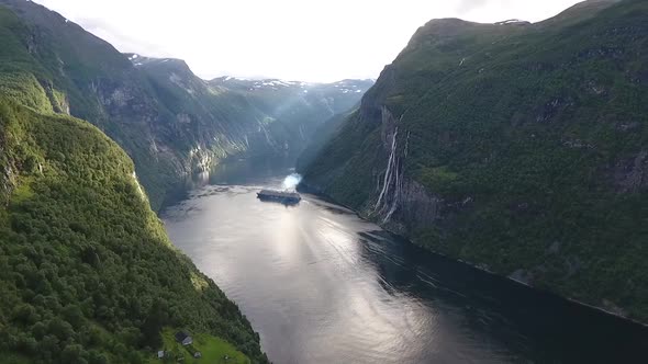 Geiranger Fjord And Cruiseship 9 Overview