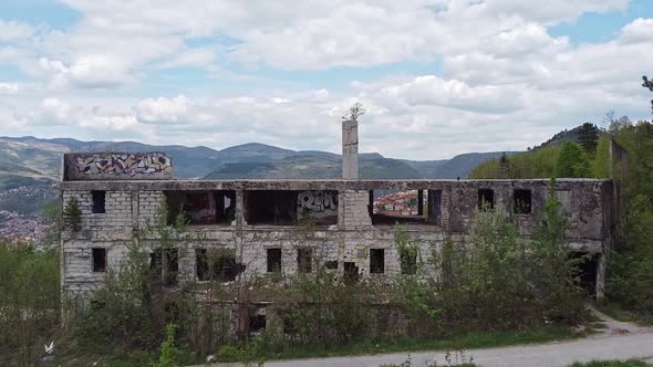 Aerial View Of A Destroyed Building V1