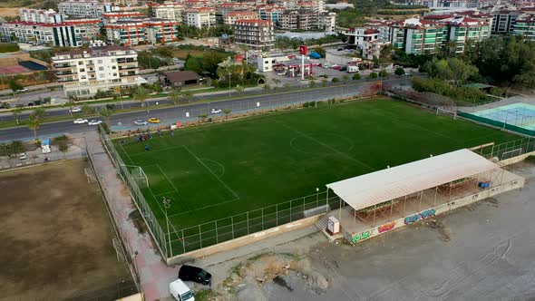 Football Field on the Beach Aerial 4 K