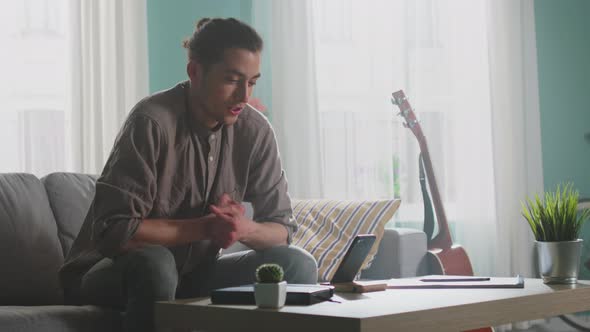 Young Man Enjoys Video Call