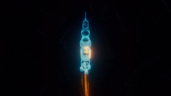 Flying Rocket Hologram 4k alt