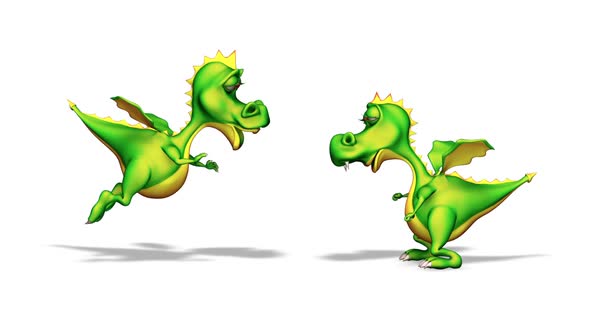 Two Dragons -  Looped Dance on White Background