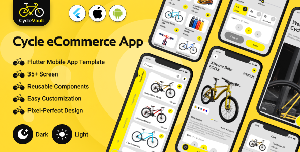 CycleVault - D2C Cycle eCommerce Store Flutter Mobile App Template | Android & iOS UI Kit