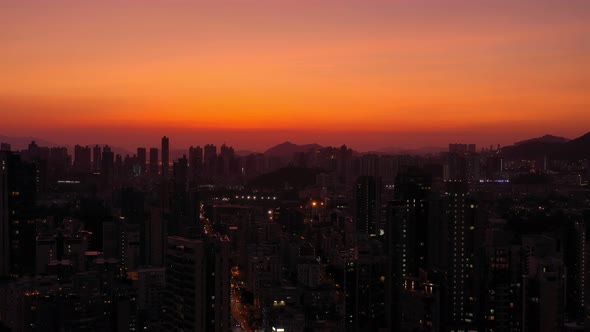 Sunset of Hong Kong city