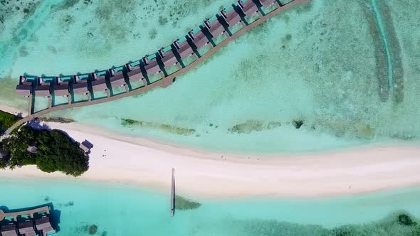 Aerial sky of lagoon beach trip by clear sea with sand background