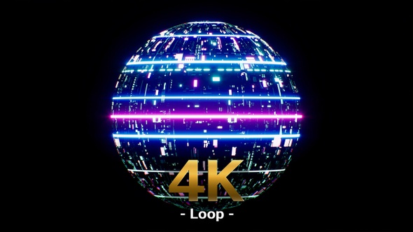 Digital Cyberpunk Neon Light Ball 4K