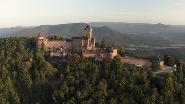 Aerial view of the Chateau du Haut-Koenigsbourg castle.