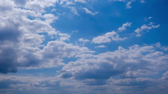 Clouds in the Blue Sky Slowly Move and Change Shape Timelapse