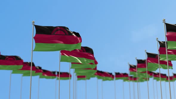 Malawi Row Of Flags 3D Animation