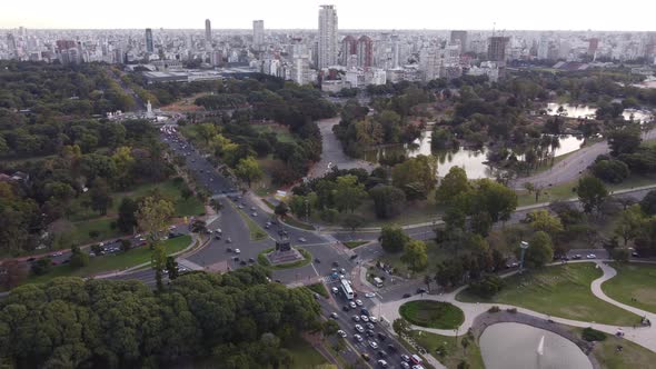 Parque monument Tres de Febrero Palermo Buenos Aires aerial