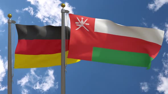 Germany Flag Vs Oman On Flagpole
