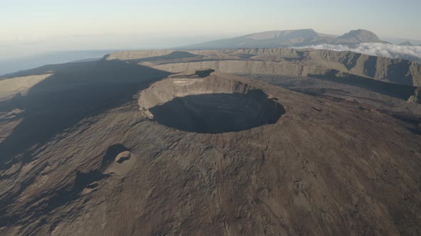 Aerial view of Piton de la Fournaise, Saint Benoit, Reunion.