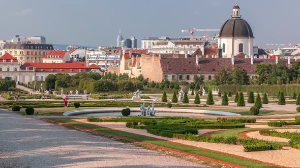 Belvedere Palace with Beautiful Floral Garden Timelapse Vienna Austria