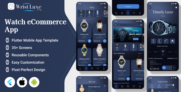 WristLuxe - D2C Watch eCommerce Store Flutter Mobile App Template | Android & iOS UI Kit