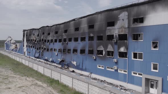 War in Ukraine Destroyed Warehouse in Bucha