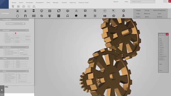 Software Interface or Mock Up of 3D Gears for CAD alt