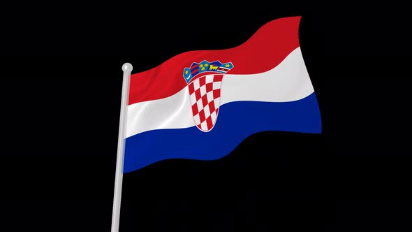 Croatia Flag Flying Wave Animated Black Background