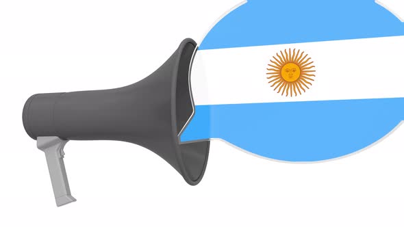 Megaphone and Flag of Argentina on the Speech Balloon