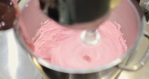 Mixing Cream for Making Marshmallow in a Mixer