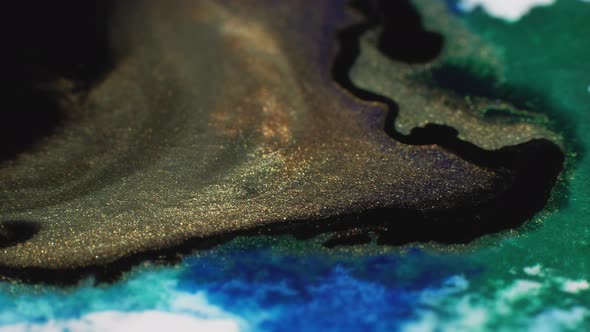 Ink Marble Texture Glitter Fluid Flow Gold Black alt