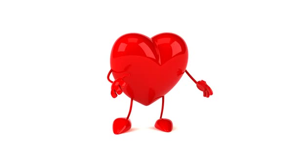 Fun 3D cartoon heart walking and presenting
