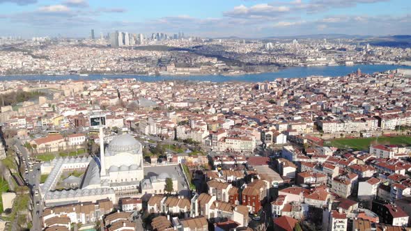 Aerial view of Istanbul city drone shot 2.7k