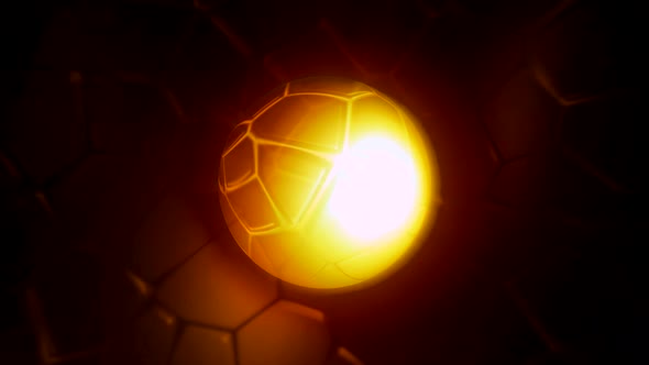 Glowing rotating ball on dark background with moving pattern