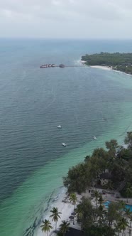 Vertical Video of the Ocean Near the Coast of Zanzibar Tanzania