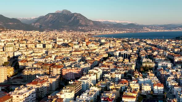 View of the city of Alanya aerial view 4 K