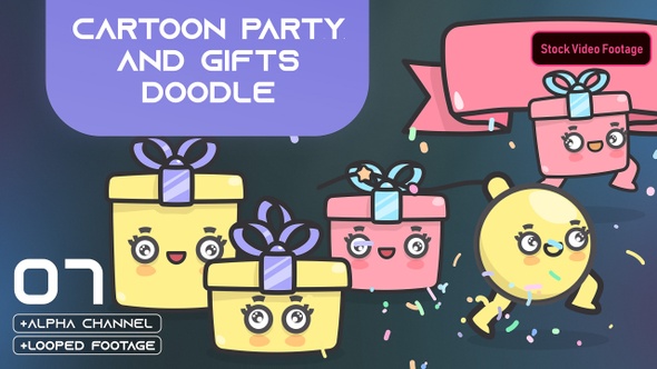 Cartoon Party and Gifts Doodle alt