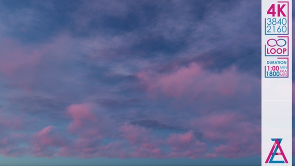 Pink Blue Clouds Floating Blue Sky alt