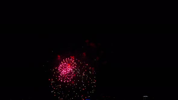 Colorful Bright Fireworks at City Day Festival