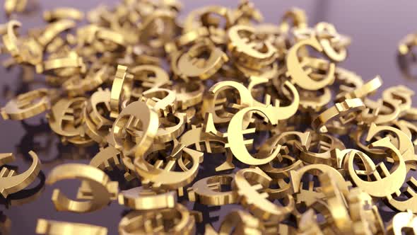 Gold Euro Symbol Drop