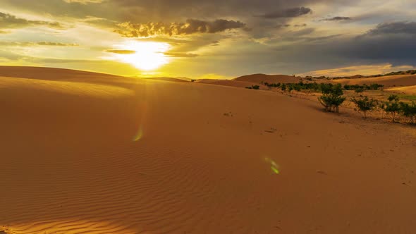 Beatiful Landscape in Desert at Sunset, Timelapse