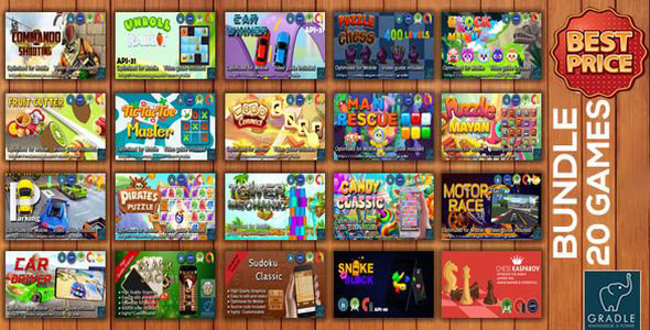 Bundle 20 Games (Admob + GDPR + Android Studio)