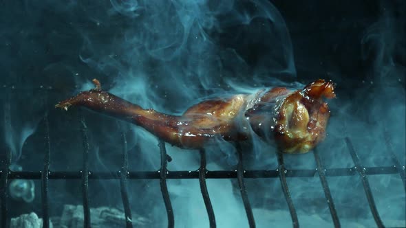 Grilling BBQ Chicken Wings in ultra slow motion 1500fps on a Wood Smoked Grill - BBQ PHANTOM 006