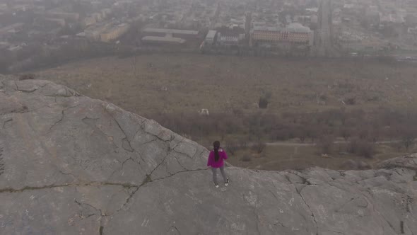 Girl Travel In Mountains