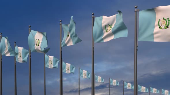 The Guatemala Flags Waving In The Wind   - 2K