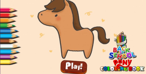 Back to School Pony Coloring Book - HTML5 Game