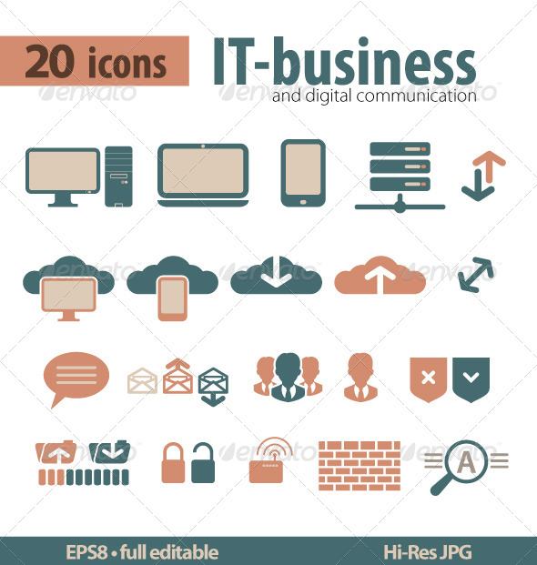 IT-bisiness and Digital Communication Icons
