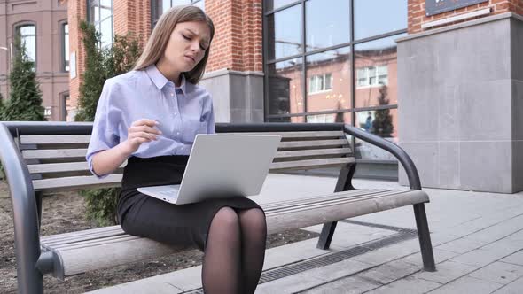 Loss Frustrated Woman Working on Laptop