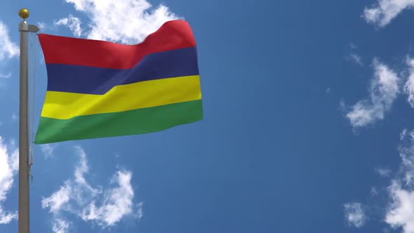 Mauritius Flag On Flagpole