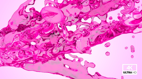 Pink Water Stream Splash And Pouring