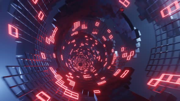 4k 3D animation. Flight in abstract sci-fi tunnel seamless loop. Futuristic motion graphics, high te