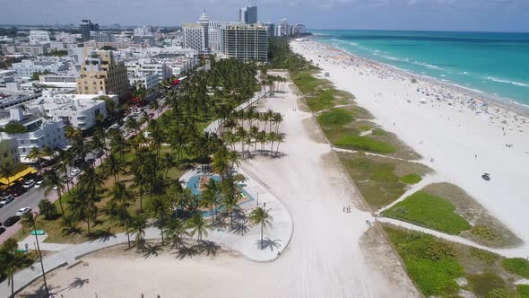 Aerial Establishing Shot 4k South Beach Miami Florida Usa